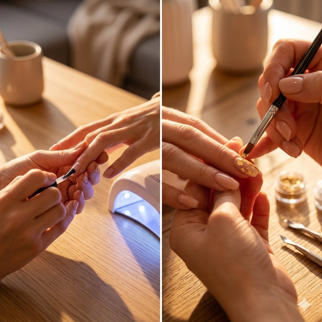 Goldfolie & UV-Gel Nageldesign